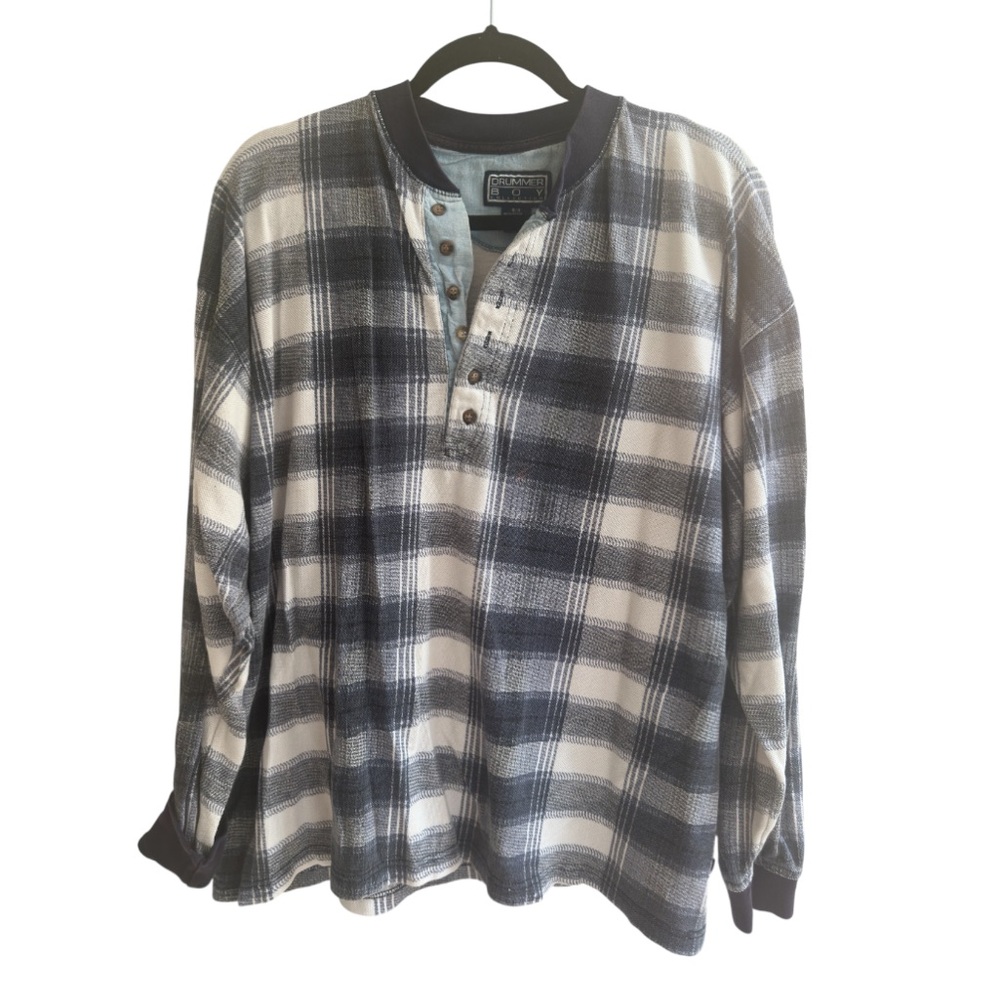 Vintage Plaid Henley Shirt
